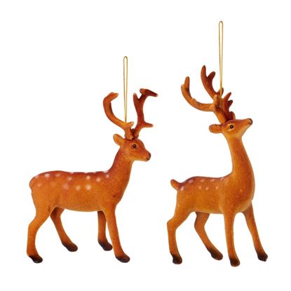 Premier-Flock-Stag-Hanging-Decoration-Assorted