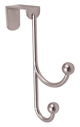 Headbourne-2-Polished-Chrome-Ball-Hooks-Over-The-Door-Hanger