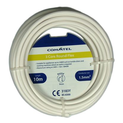 Commtel-3-Core-Round-Flex-White-10m-15mm2