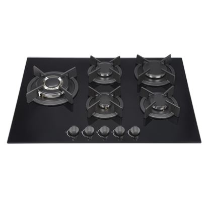 Kitchenplus-Gas-Burners-On-Black-Glass-Hob