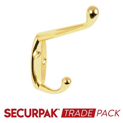 Securpak-Trade-Pack-Hat--Coat-Hook-Brass-Plated-105mm