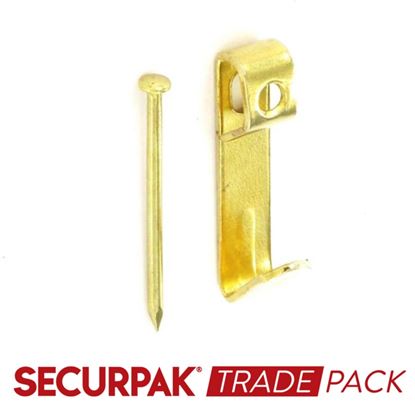 Securpak-Trade-Pack-Single-Picture-Hooks--Pins-Brass-Plated-No1