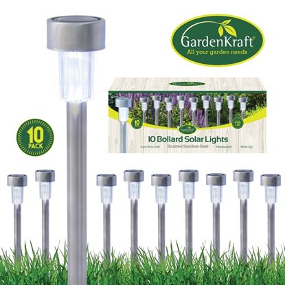 GardenKraft-Stainless-Steel-Bollard-Solar-Lights