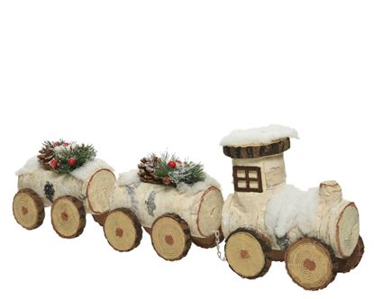 Kaemingk-Foam-Natural-Train-with-2-Wagons