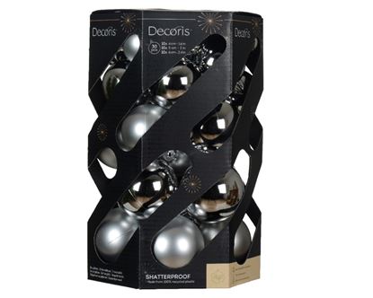 Kaemingk-Baubles-Polystyrene-Silver-Pack-30