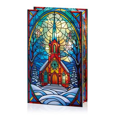 Premier-Battery-Operated-Lit-Village-Church-Glass-Table-Top-50-Warm-White-LEDs