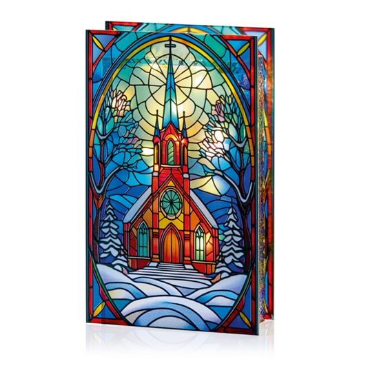 Premier-Battery-Operated-Lit-Village-Church-Glass-Table-Top-50-Warm-White-LEDs