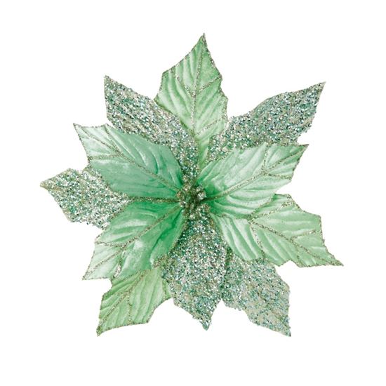 Premier-Green-Glitter-Poinsettia-Clip-On
