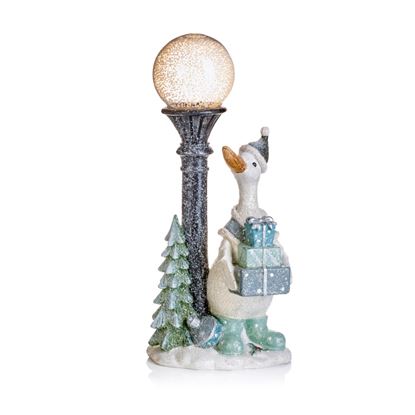 Premier-Battery-Operated-Lit-Duck-With-Presents--Snowball-Lantern