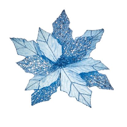 Premier-Light-Blue--Glitter-Velvet-Poinsettia-Clip-On