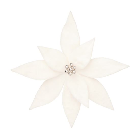Premier-Fluffy-White-Poinsettia-Clip-On
