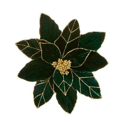 Premier-Emerald-Green-Poinsettia-With-Gold-Glitter-Clip-On
