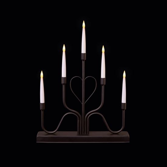 Premier-5-LED-Black-Metal-Modern-Heart-Candle-Bridge