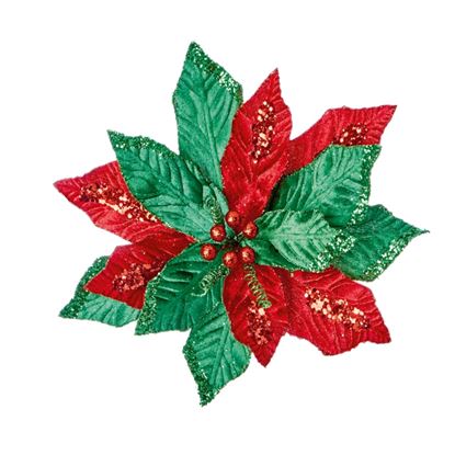 Premier-Red--Green-Poinsettia-Clip-On