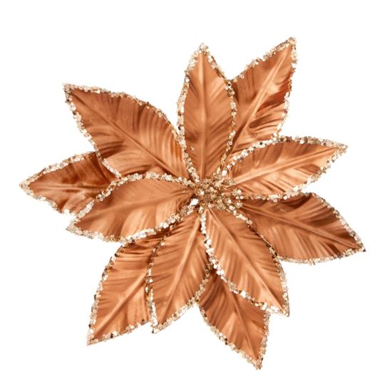 Premier-Brown-Metallic-Poinsettia-Clip-On