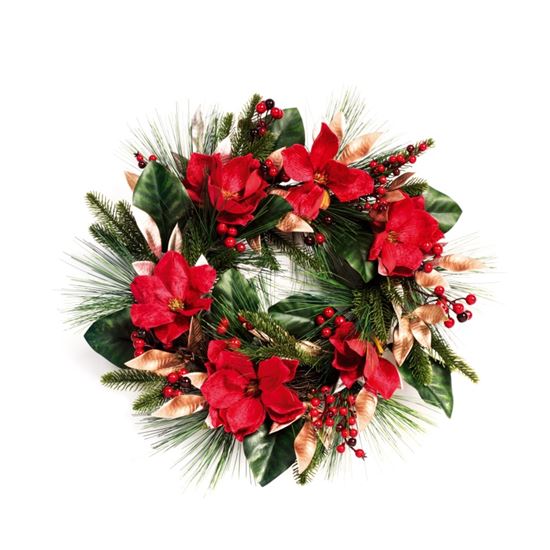 Premier-Red--Gold-Leaf-Wreath-With-Magnolia-Leaf
