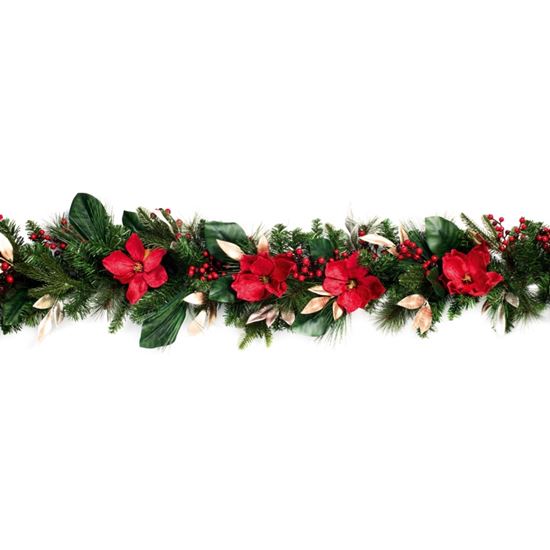 Premier-Red--Gold-Leaf-Garland-With-Magnolia-Leaf
