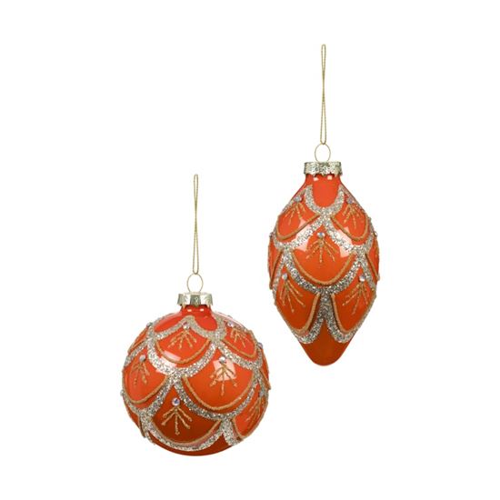 Premier-Shiny-Opal-Orange-Scallop-With-Glitter-Glass-Ball-or-Drop-Bauble