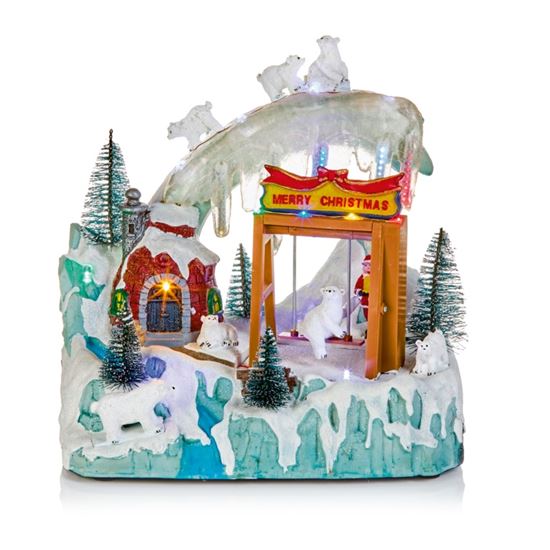 Premier-Battery-Operated-Lit-Animated-Polar-Bear-Village
