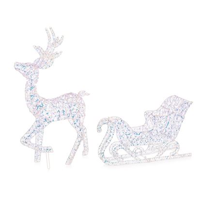 Premier-Iridescent-120-LED-Reindeer-Sleigh