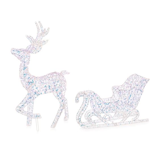 Premier-Iridescent-120-LED-Reindeer-Sleigh