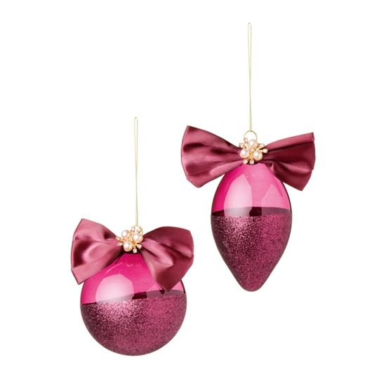 Premier-Shiny-Plum-Glass-With-Bow-Ball-Drop