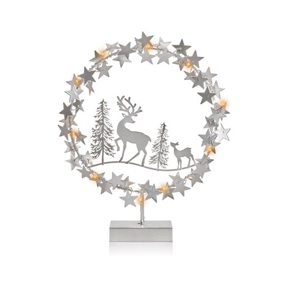 Premier-Lit-Silver-Star-Wreath-Deer-Table-Top