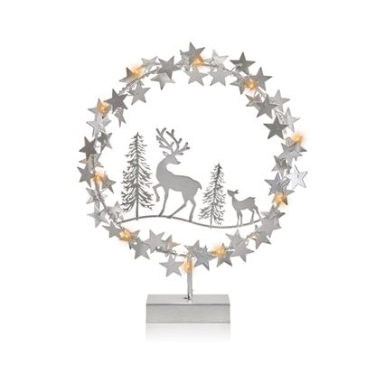 Premier-Lit-Silver-Star-Wreath-Deer-Table-Top