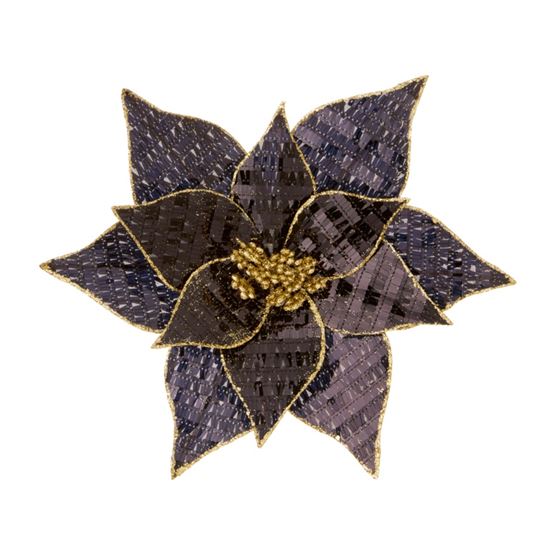 Premier-Black-Sequin-Poinsettia-With-Gold-Glitter-Clip-On