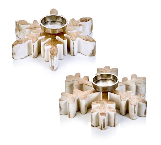 Premier-White-Wood-Snowflake-Tea-Light-Holder
