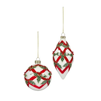 Premier-Shiny-White--Red-Band-Holly-Ball-Drop