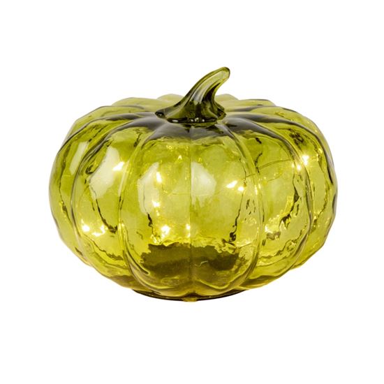 Premier-Lit-Pumpkin-Glass-Light-Olive