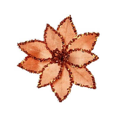 Premier-Orange-Beaded-Poinsettia-Clip-On