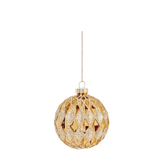 Premier-Shiny-Gold-Geo-Dimple-With-Glitter-Bauble