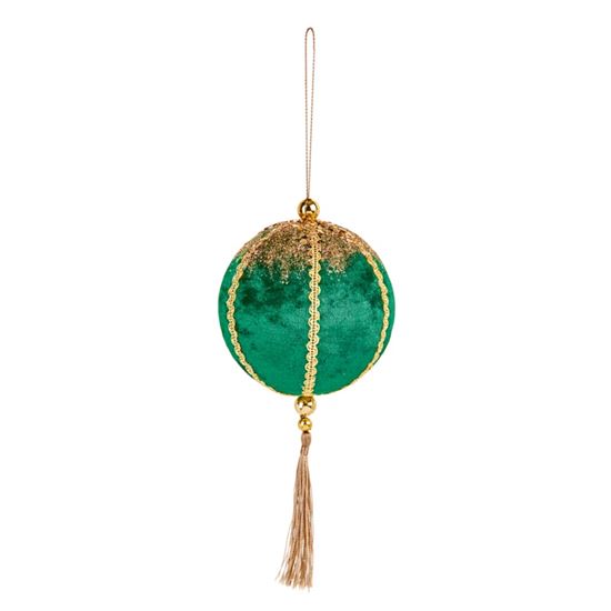 Premier-Dark-Green-Velvet-Ball-With-Gold-Tassel