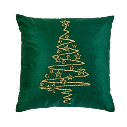 Premier-Dark-Green-Velvet-Cushion-With-Beaded-Tree