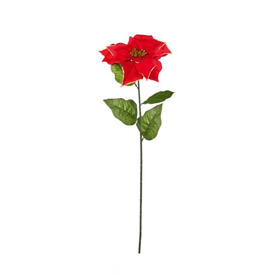 Premier-Red-Poinsettia-Stem-With-Gold-Trim