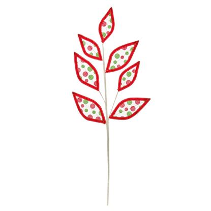 Premier-Red--Green-Glitter-Spot-Leaf-Stem
