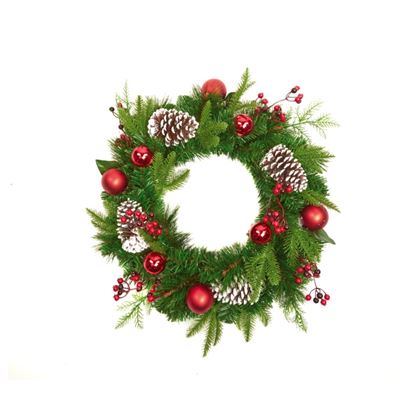 Premier-Red-Bauble--Pinecone-Wreath