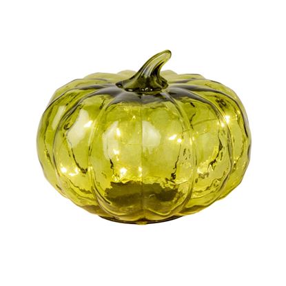 Premier-Lit-Pumpkin-Glass-Light-Olive