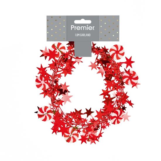 Premier-Red--White-Candy-Cane-Sweets-Tinsel-Garland