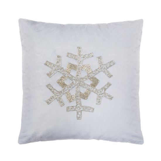 Premier-Silver-Velvet-Cushion-With-Beaded-Snowflake