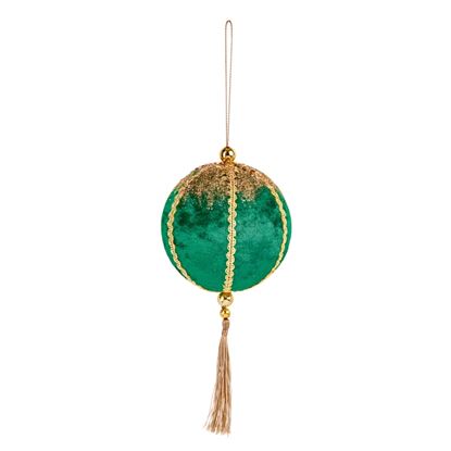 Premier-Dark-Green-Velvet-Ball-With-Gold-Tassel