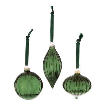 premier-green-ribbed-glass-bauble