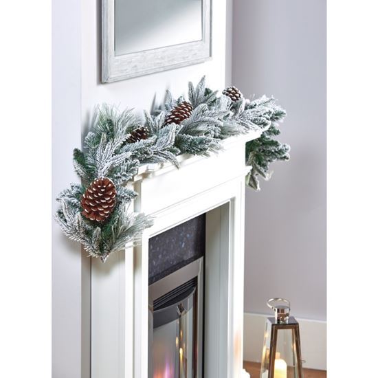 premier-flocked-garland-with-cones