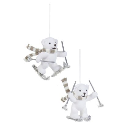 premier-flock-polar-bear-hanging-decoration-assorted