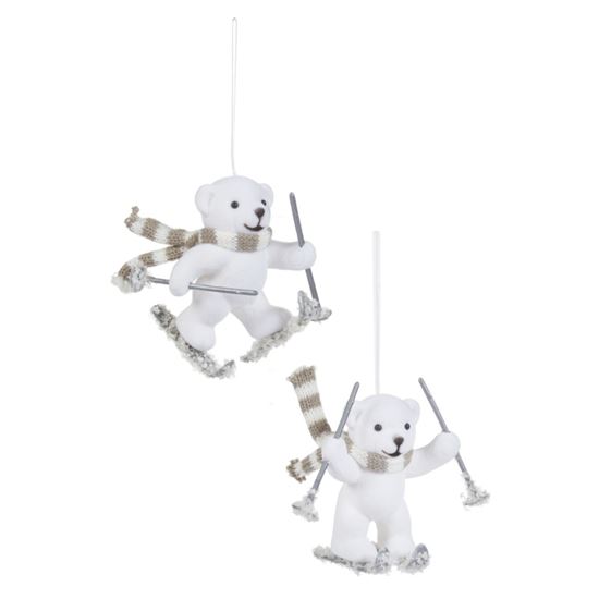 premier-flock-polar-bear-hanging-decoration-assorted