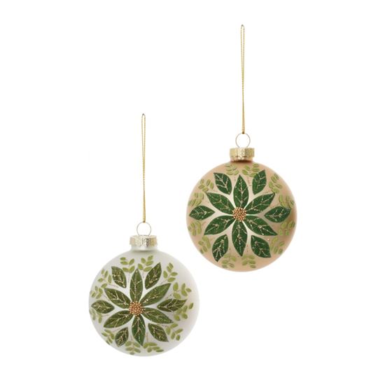 premier-matt-green-flower-glass-bauble
