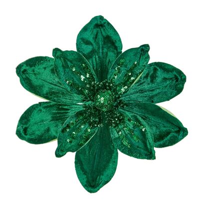 premier-dark-green-velvet-magnolia-clip-on