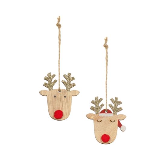 premier-wooden-reindeer-hanging-decoration